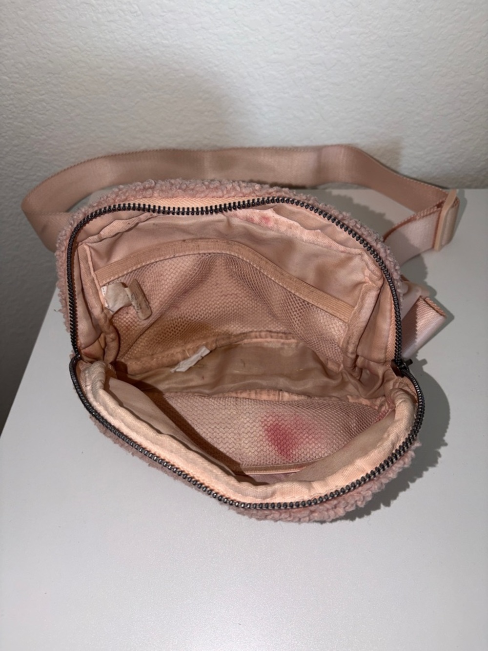 Plush Shearling Belt Bag - Dusty Pink - Picture 2 of 3
